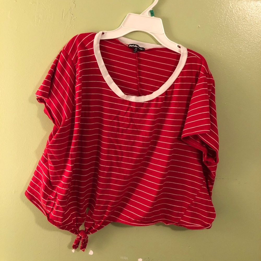 Charlotte Russe Red Striped Crop Top